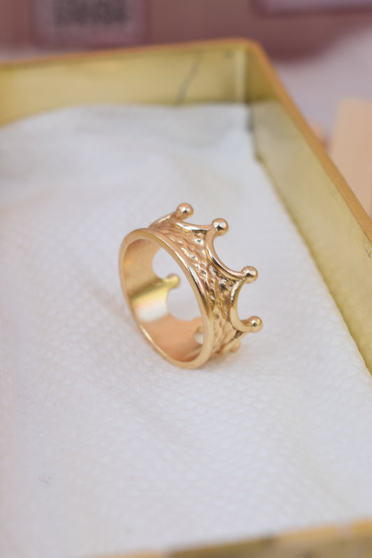 Antique Gold Plated Crown Ring || Best For Couples