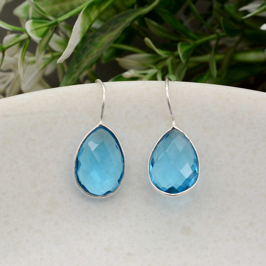 Aquamarine Drop Shape Dangle Earring | Minimalist Earrings Gift For her