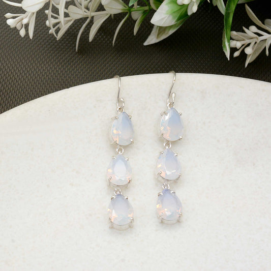 Opal Gemstone Dangle Earrings For Her | Meditation Dangle Earrings