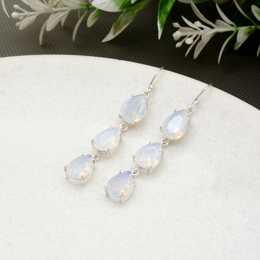 Opal Gemstone Dangle Earrings For Her | Meditation Dangle Earrings