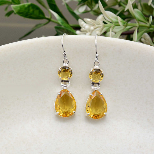 Handcrafted Citrine Gemstone Earrings | Aesthetic Minimalist Earring