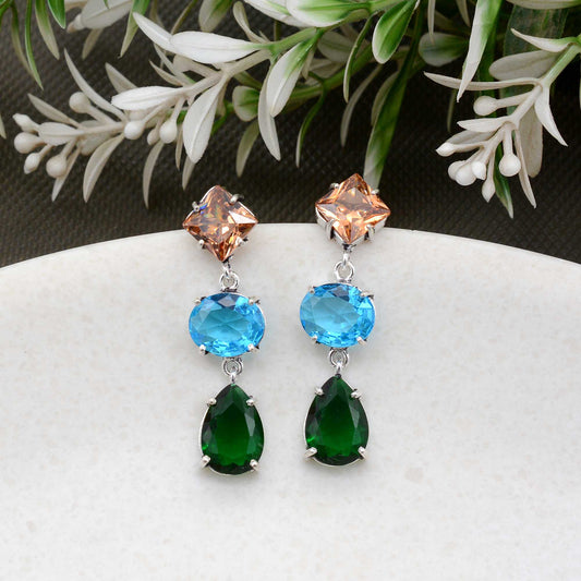 Aurora Trinity Gemstone – Handmade Statement Sturdy Earrings