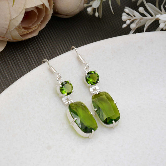 Peridot Gemstone Earrings For Women Winter Jewellery